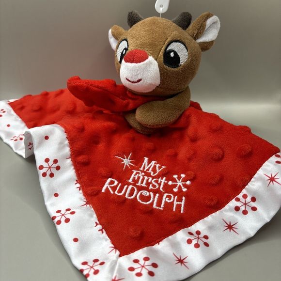 Rudolph The Red Nosed Reindeer "My First Rudolph" Christmas Baby Blanket Lovey - Picture 2 of 5